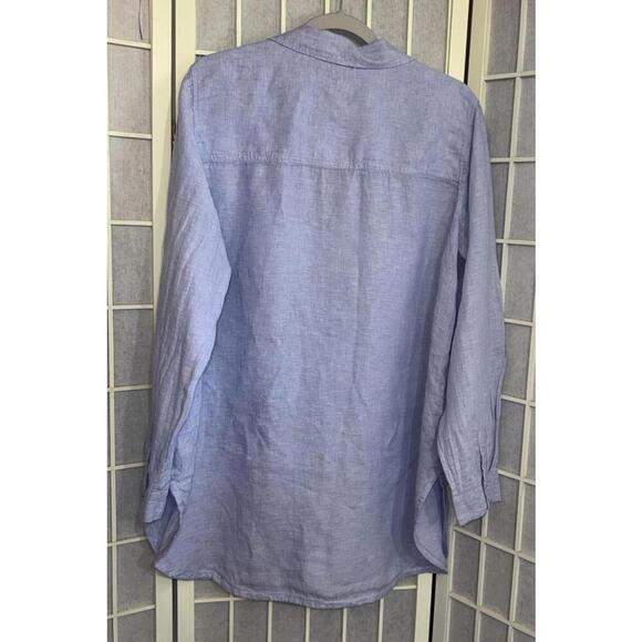 Sigrid Olsen 100% Linen Tunic Top Boho Lagenlook Bohemian Cottagecore Blue XL - Picture 2 of 12